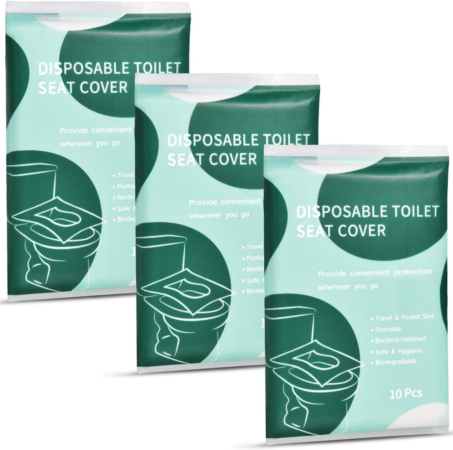 30 Pcs Disposable Flushable Paper Toilet Seat Covers Travel Supplies Essentials for Airplane, Public Restrooms, Bathroom, Hotels, Camping, Kids or Adults