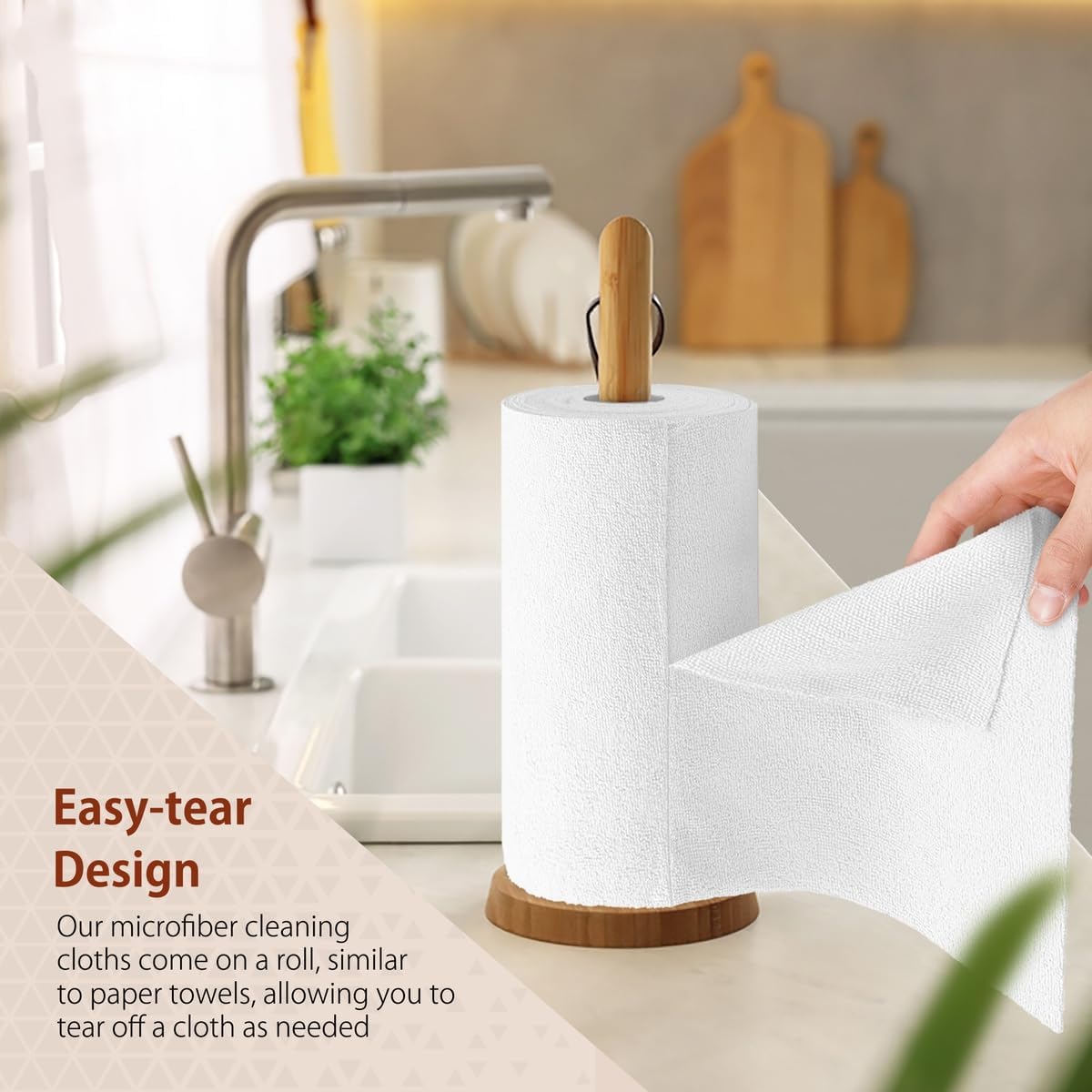 H4N Microfiber Cleaning Cloth Roll, 85 Pack Micro Fiber Wash Cloths for Car, Tear Away Towels, Ultra Absorbent Dish Rags, Non-Abrasive, Reusable and Washable Household Supplies, 11.81" x 11.81", White