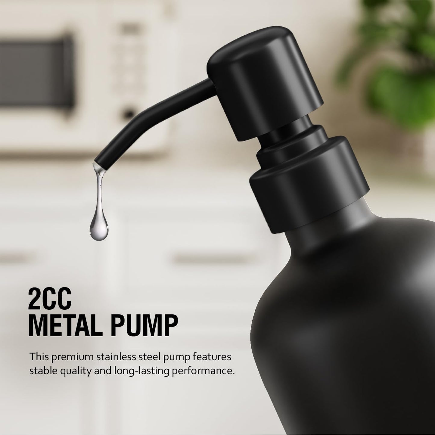 MOMEEMO Black Soap Dispenser Bathroom, Contains Lotion and Hand Soap Dispenser, Suitable for Bathroom Accessories Decor. (Black)