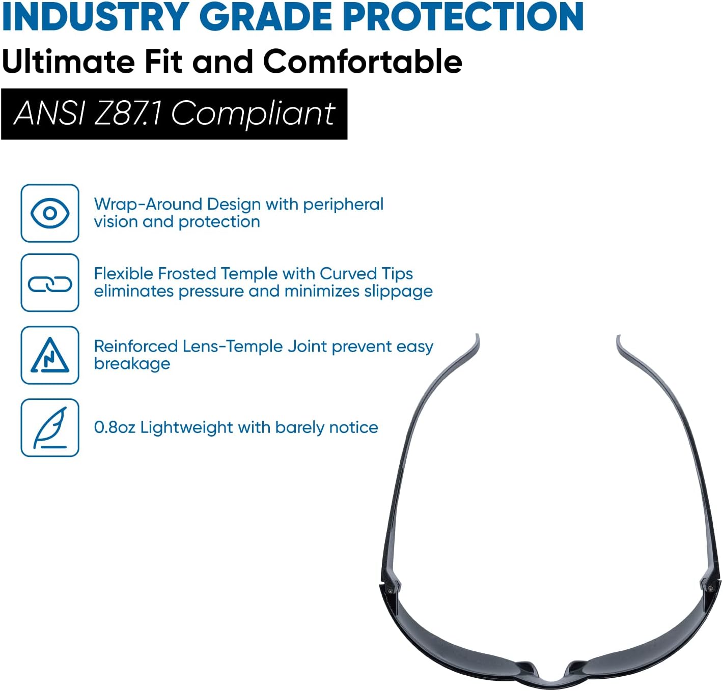 amoolo Tinted Safety Glasses Bulk of 48, Protective Safety Sunglasses, Dark Smoke Lenses for UV Protection, ANSI Z87.1 Impact Resistant Eye Protection for Work, Lab, Construction