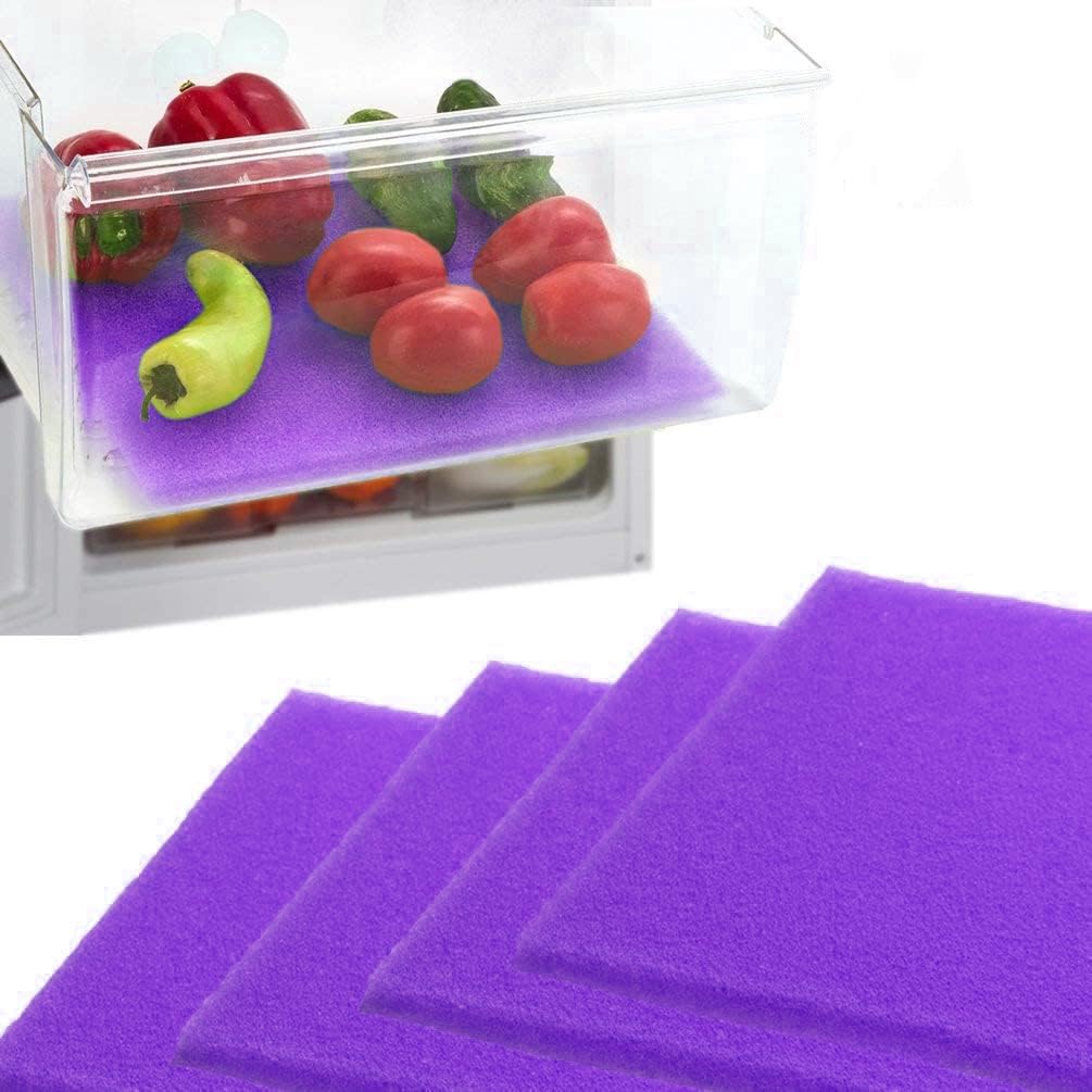 Dualplex® Fruit & Veggie Life Extender Liner for Fridge Refrigerator Drawers, 12x15 Inches (4 Pack) – Extends The Life of Your Produce & Prevents Spoilage (Purple)