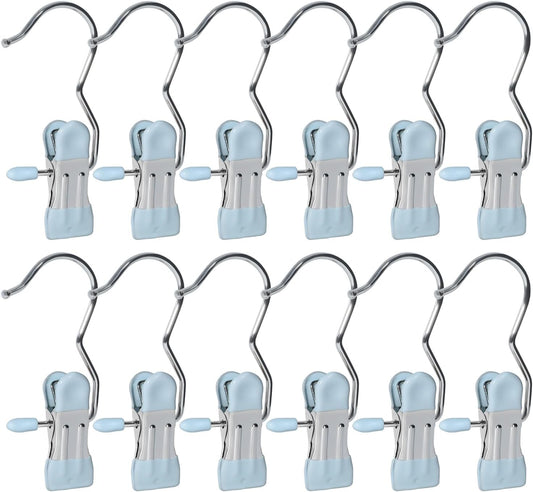 15/30/50Pcs Upgrade Double Head Clamp Dipped Clothespin for Laundry Hooks with Clips, Boot Holder, Hanging Clips, Portable Multifunctional Hangers Single Clip Space Saving for Jeans, Hats (50, Blue)