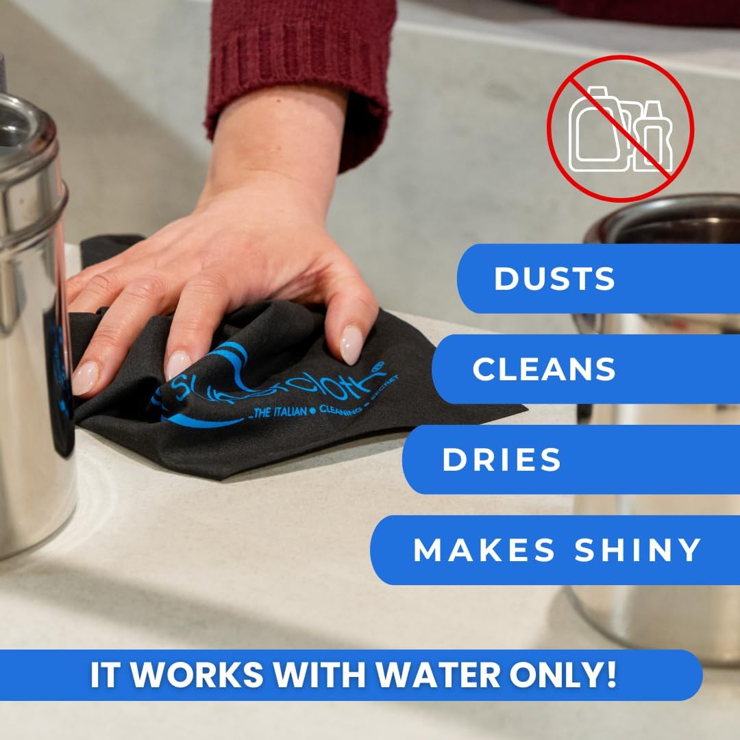 Supercloth® Premium Microfiber Cleaning Cloth for All-Purpose, Lasts Over 5 YEARS, Glasses Cleaning Cloth, Microfiber Cleaning Cloth for Cars, Magic Reusable Cloth Streak-Free 100% Made in Italy (3pk)