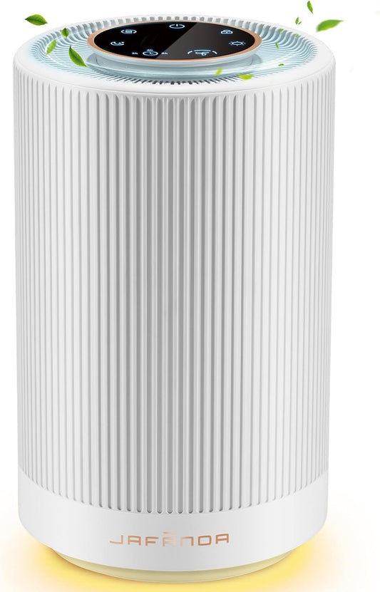 Jafanda Air Purifiers for Home Bedroom Coverage 450 sqft, 23 dB Air Cleaner with Brushless Motor, Effectively Remove Pollen Dust and Odor to Prevent Seasonal Air Diseases, Night Light