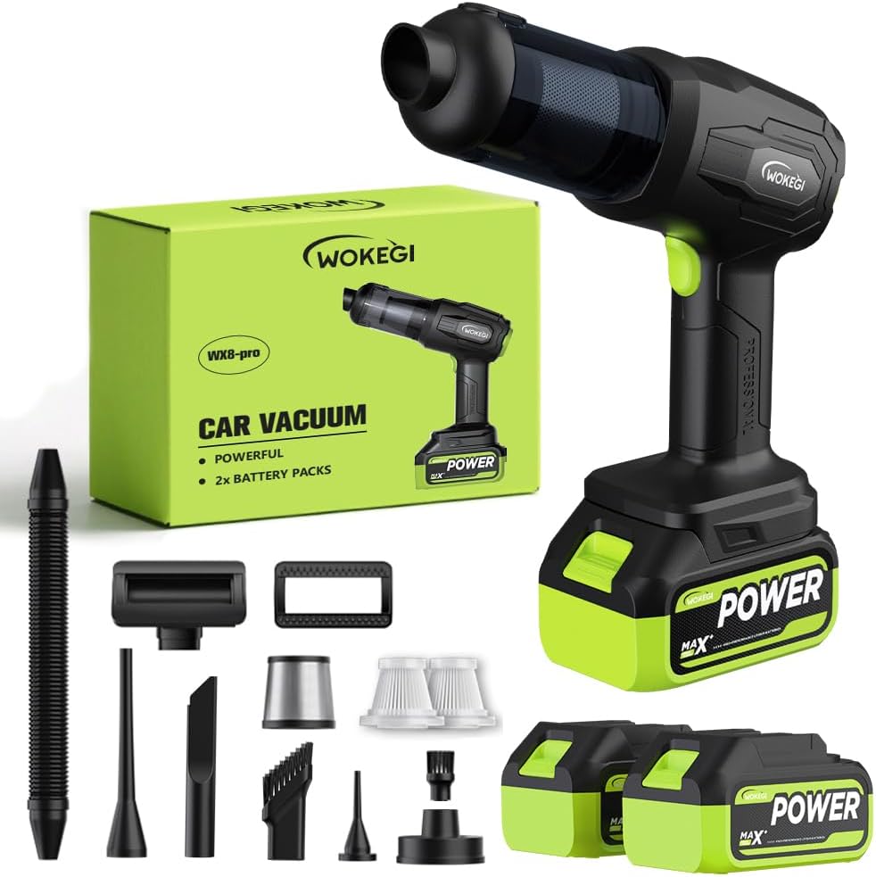 Handheld Car Vacuum Cordless, Portable Cars Vacuum Cleaner with 40000Pa High Power & Suction, Powerful 4-in-1 Hand Held Air Duster Fast Cleaning for Car,Home,Office,Pet Hair (Green)