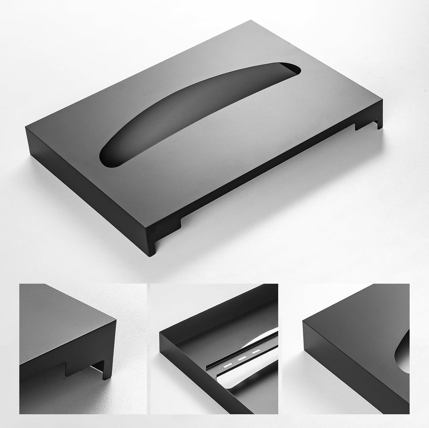 2 Packs Toilet Seat Cover Dispenser Wall Mounted Stainless Steel Matte Black