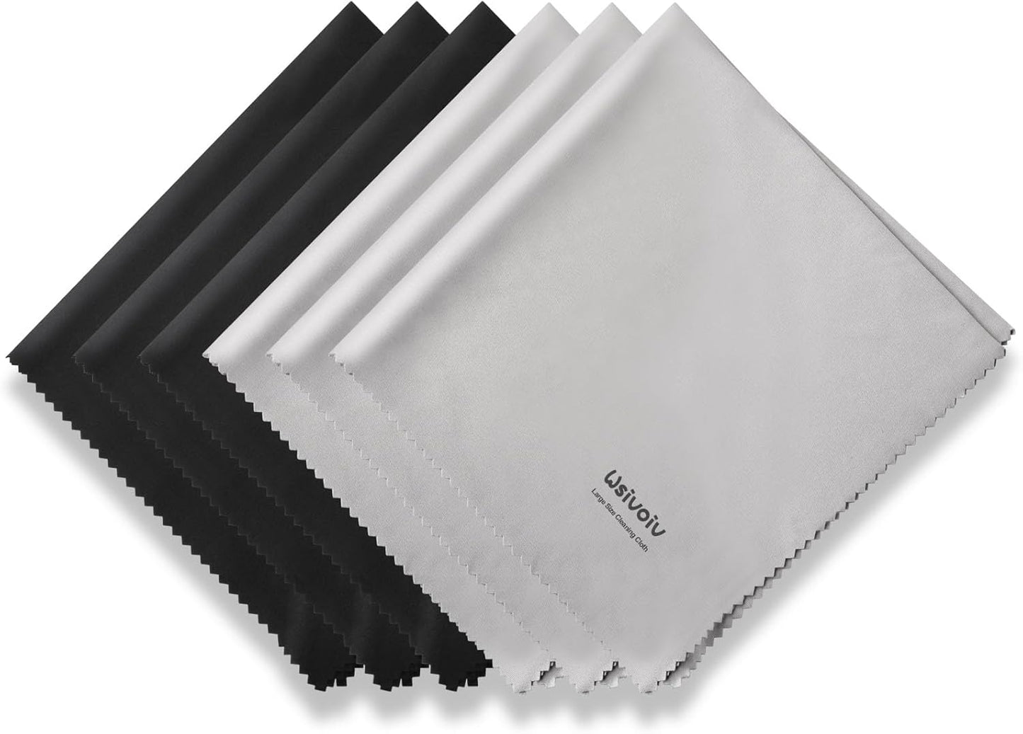 6PCS Large Eyeglass Cleaning Cloths, 12 x12 inches Glasses Cleaner, Individually Wrapped, Premium Microfiber Cleaning Cloth for Glasses, TV, Laptop Screens and Lens, Easier to Grip and Use