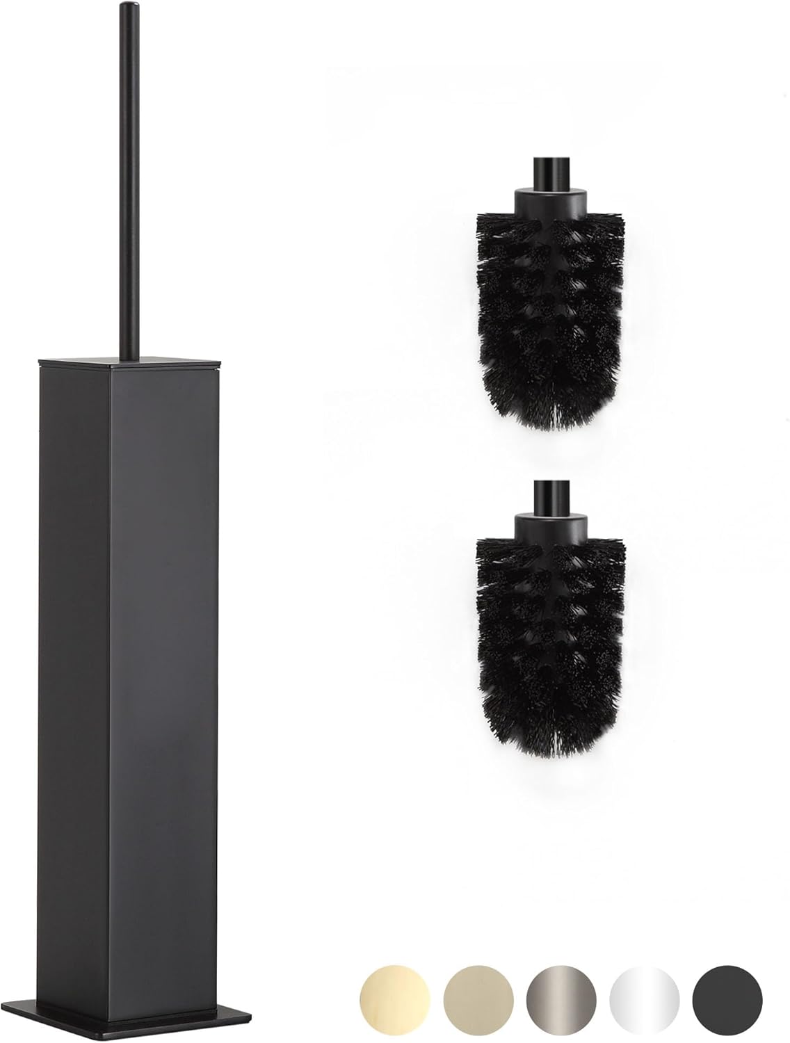BVL Toilet Brush and Holder Set Black Stainless Steel 304 Square Freestanding Toilet Brush for Bathroom