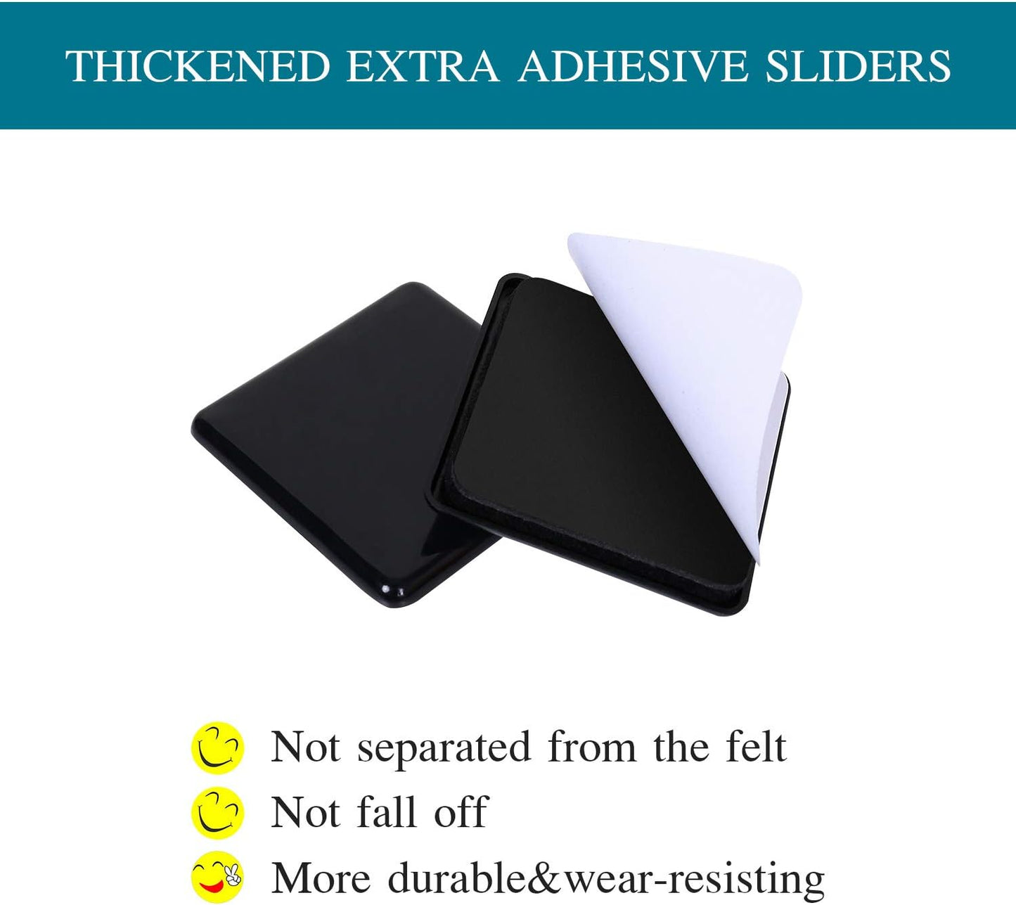 Ezprotekt 2.5 inch Square Self Adhesive Furniture Movers Sliders for Carpet, 16 Pcs Self Stick Furniture Moving Pads for Chair Table Desk Bed Sofa Couch (Black)