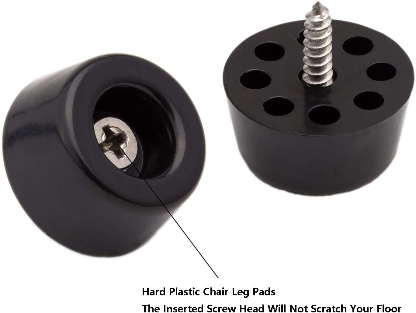 20pcs Round Furniture Pads,ULIFESTAR Furniture Feet Glides Sliders Carpet Saver Hardwood Floor Protectors Surface Protection for Chair Leg Caps Non Slip Furniture Grippers (Black)