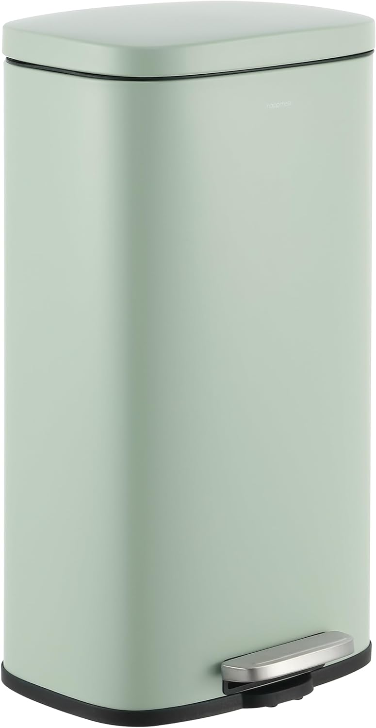 happimess HPM1011H Curtis 8-Gallon Step-Open Trash Can, Fingerprint Resistant, Modern, Minimalistic for Home, Kitchen, Laundry Room, Office, Bedroom, Bathroom, Pistachio Gelato