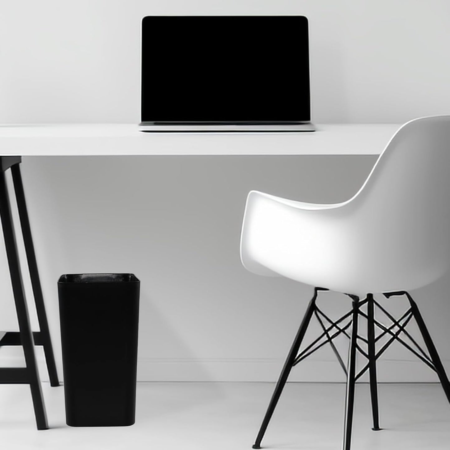 4.5 Gallon Plastic Office Wastebasket, Plastic Trash Cans, Black, 3 Packs