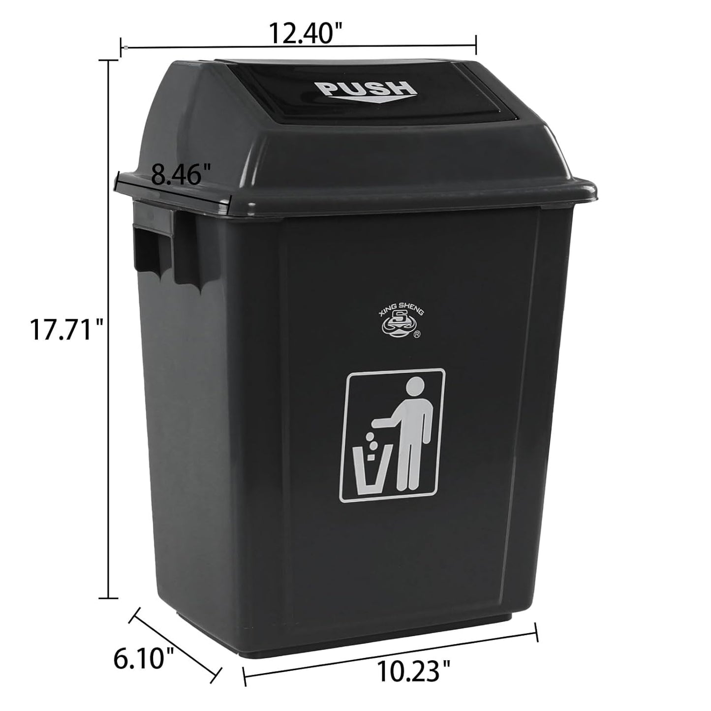 4 Pack Plastic Swing Lid Trash Can, 6 Gallon Trash Cans with Swing Lid, Grey