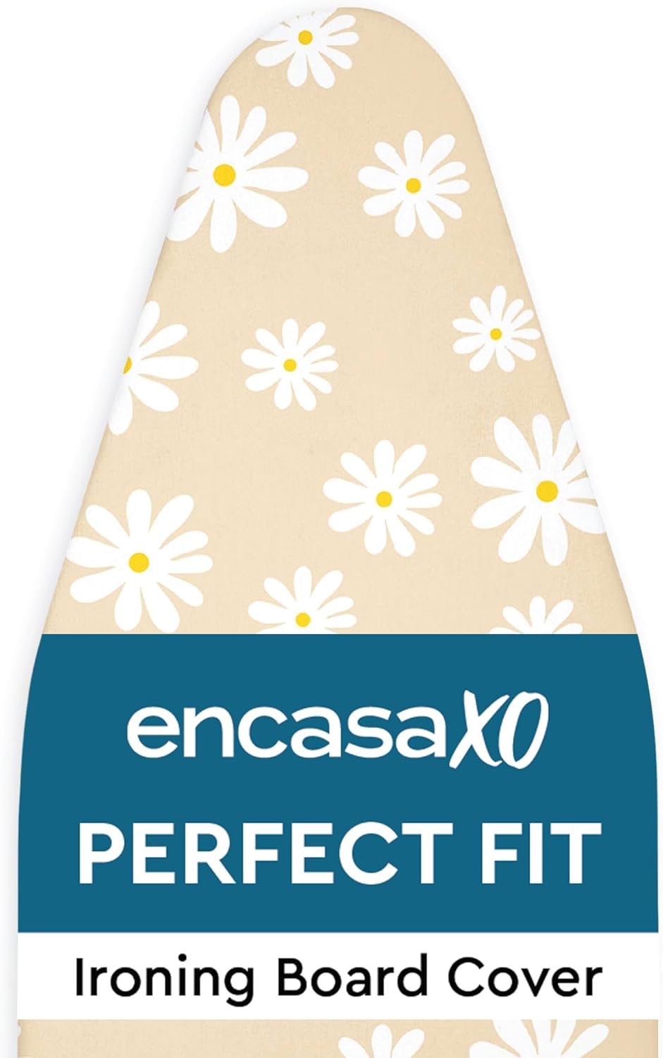 Encasa XO Ironing Board Cover and Pad 54"x15" - Thick 3mm Felt Padding, Drawstring Tightening & Lock, Easy Fit, Scorch & Stain Resistant, Fits Standard Large Ironing Board - Daisy Beige