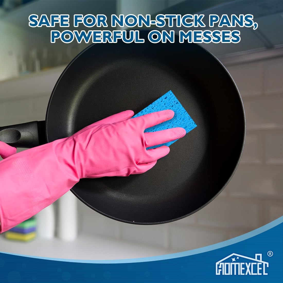 HOMEXCEL Sponges Kitchen 24pcs, Non-Scratch Sponges for Dishes, Scrub Cleaning Sponge Safe on Non-Stick Cookware, Dual Sided Dish Sponge for Kitchen, Household, Bathroom and More