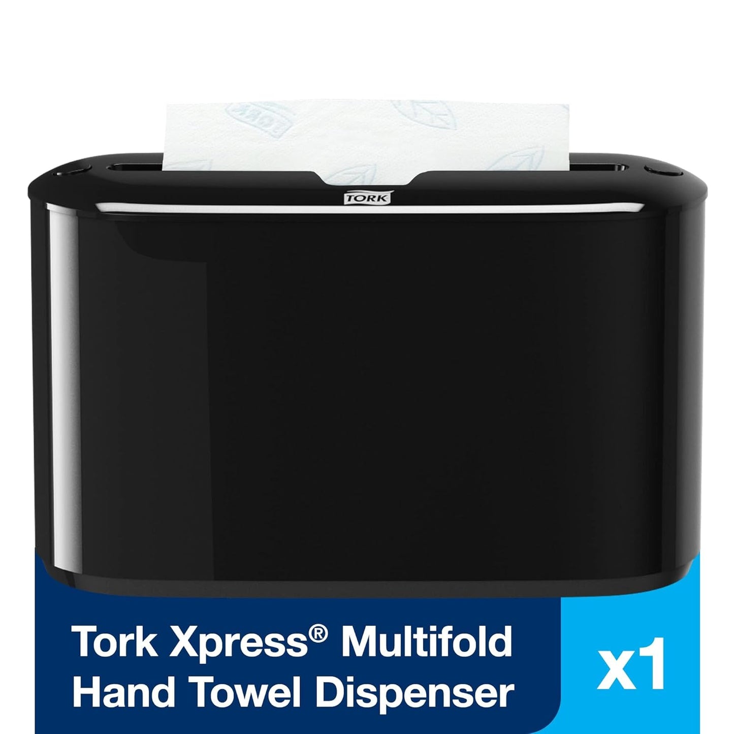 Tork Xpress Paper Towel Dispenser and Tork Extra Soft Multifold Hand Towel White with Blue Leaf Print