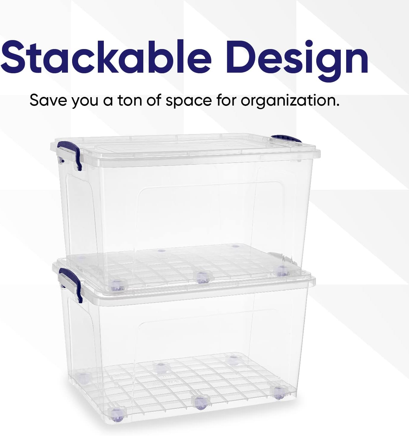 Superio Storage Bins with Lids, Clear Plastic Containers for Organizing, Stackable Totes, BPA Free, Odor Free, Organizer Boxes for Home, and Dorm (2 Pack, 44 Quart)