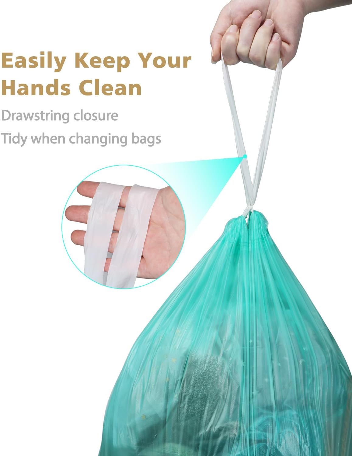 AYOTEE Compostable Trash Bags 4 Gallon Drawstring Trash Bags,100 Counts Ultra Strong Unscented Garbage Bag Small TrashBags Waste Basket Liners for Bathroom, Kitchen, Car, Pet