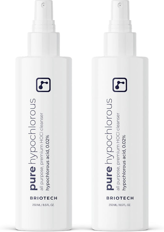 BRIOTECH Pure Hypochlorous Acid Spray and Cleanser, Original Premium HOCl Topical Solution, Multi-Purpose Cleaner, Family Approved & Pet Friendly, 8 fl oz (2 Pack)