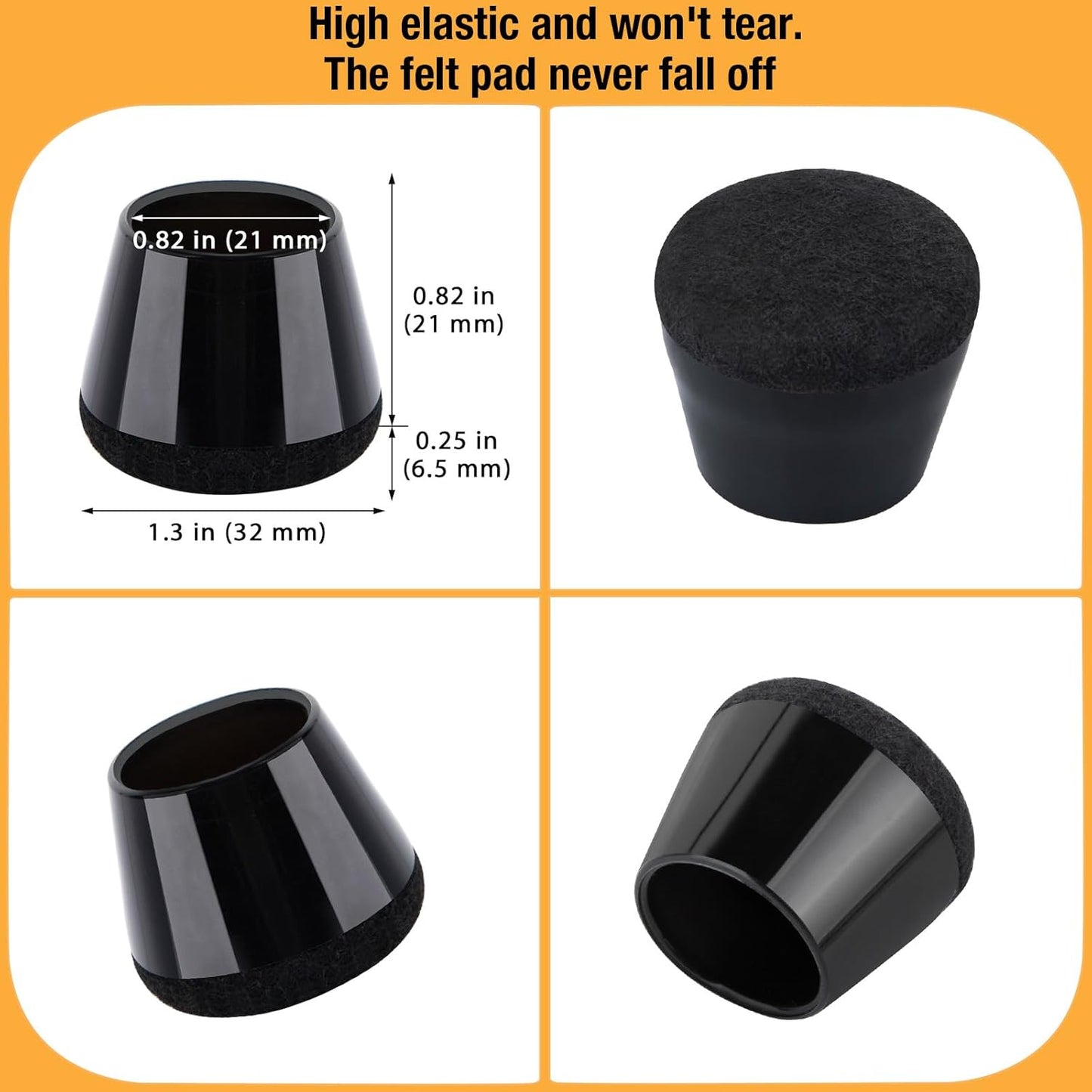 32 Pcs New Chair Leg Protectors for Hardwood Floors, Silicone Chair Leg Floor Protectors, Floor Protectors for Chairs, Chair Leg Caps Protect Wooden Floors from Scratching, Won't Tear