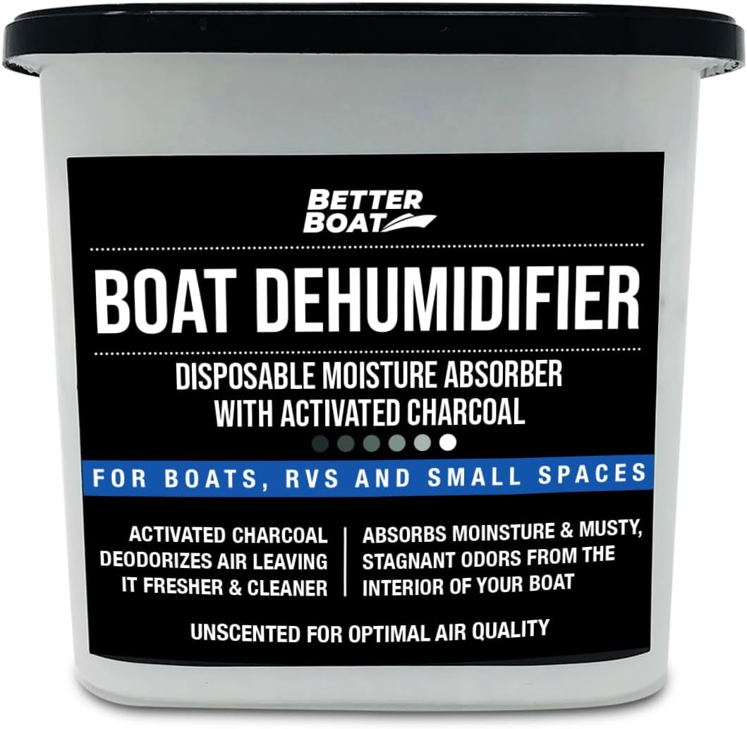 Moisture Absorber and Boat Dehumidifier, Charcoal Odor Remover for Damp Smell and Humidity, Unscented and Fragrance-Free, 1 Pack, Ideal for Basement, Closet, Home, RV, or Boating, No Refill Needed