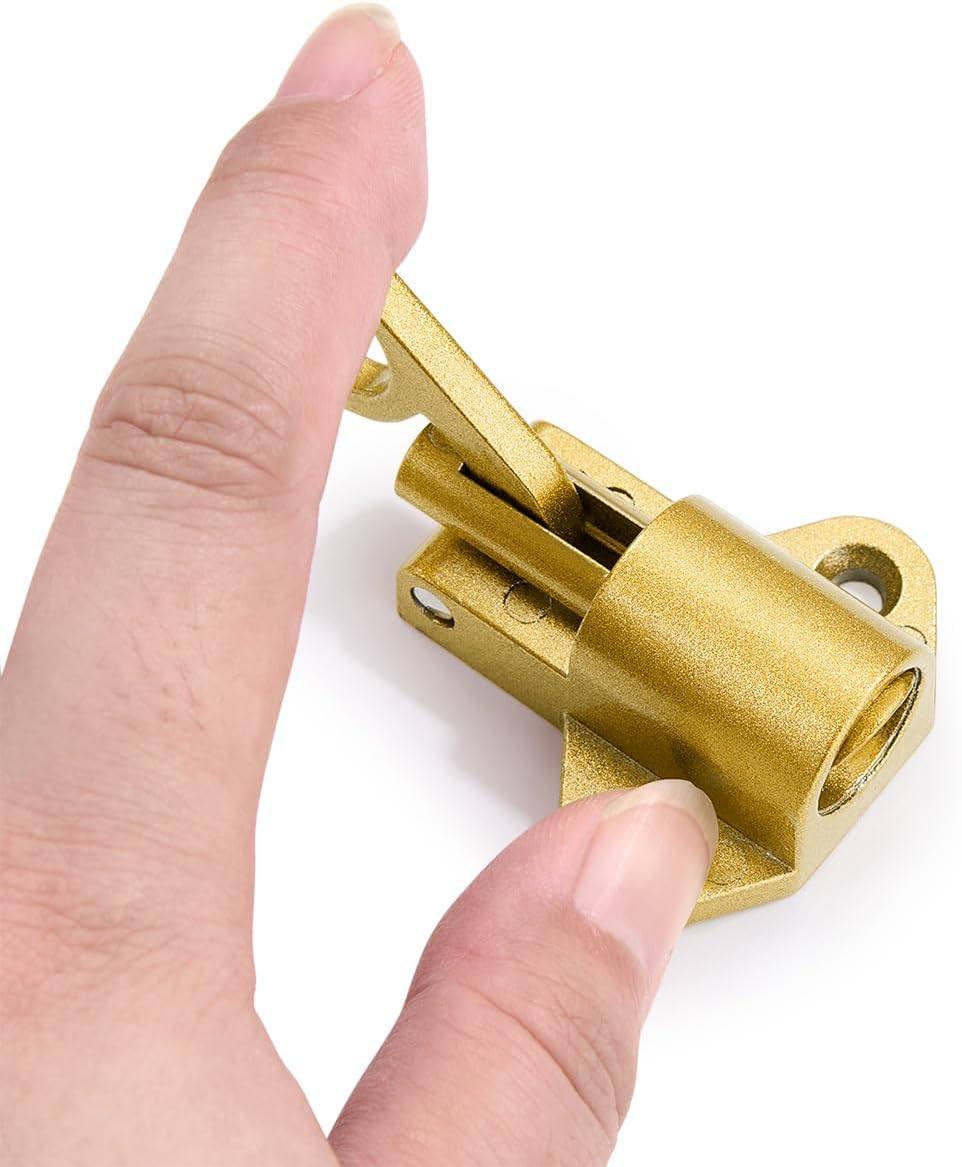 3 Packs Self-Closing Latches，Gold Spring Door Lock，Resilient Bolt Latch Aluminum Alloy Safety Automatic Spring Barrel Slide Door Lock with Screws,Used for Gate,Window and Cabinet etc