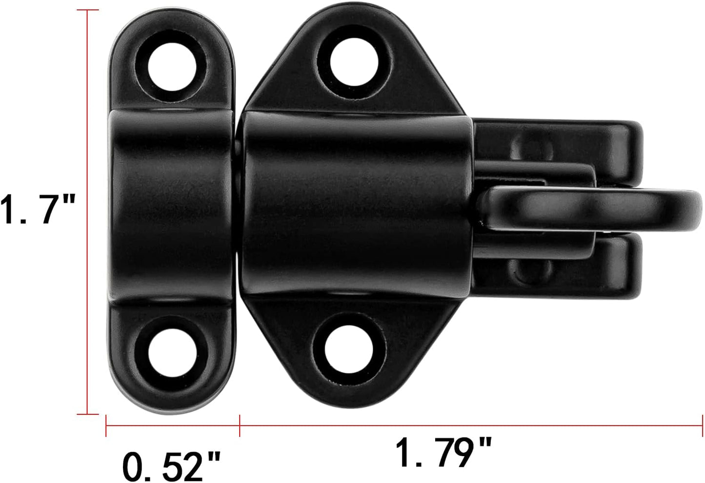 6 Packs Self-Closing Latches，Black Spring Door Lock，Resilient Bolt Latch Aluminum Alloy Safety Automatic Spring Barrel Slide Door Lock with Screws,Used for Gate,Window and Cabinet etc