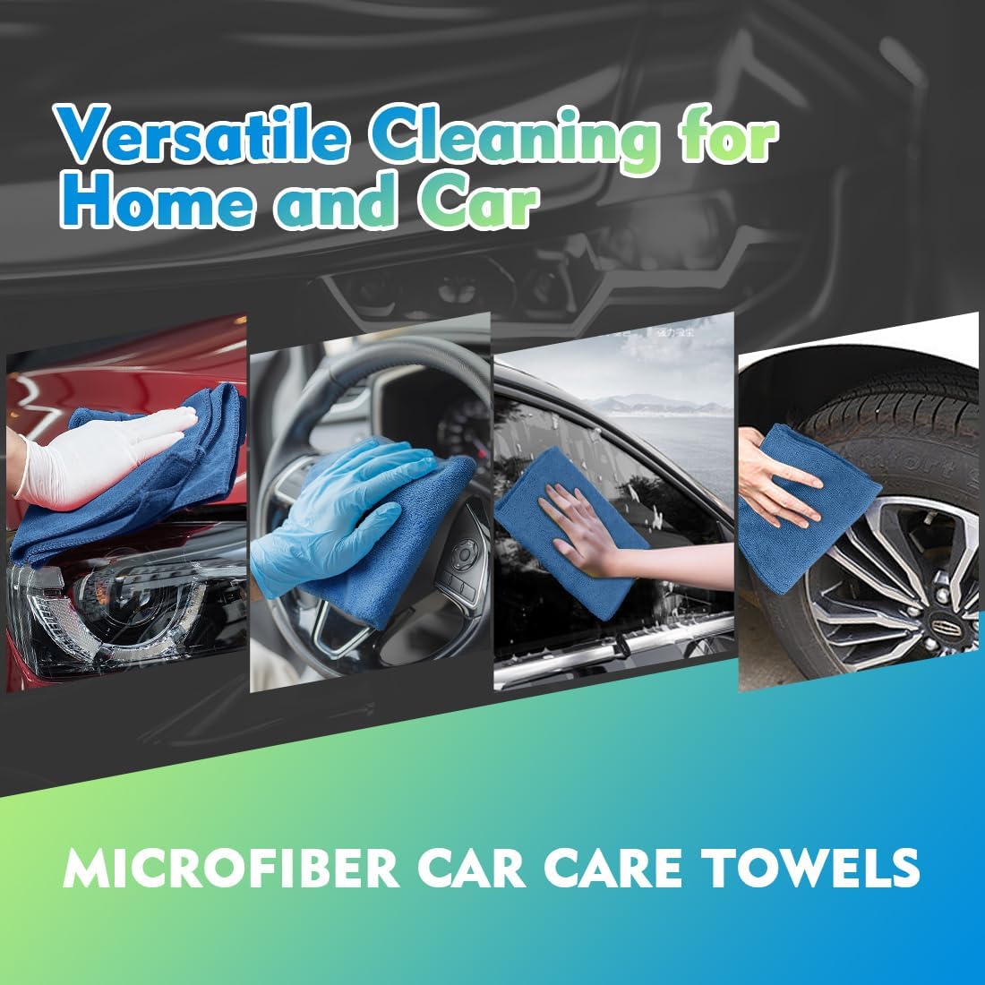 HOMEXCEL Microfiber Cleaning Cloth 12 Pack 12.5 x 12.5 inch Microfiber Towels for Cars Ultra Absorbent Car Washing Cloth Lint Free Streak Free Cleaning Rags for Car, Kitchen Window Lake Green