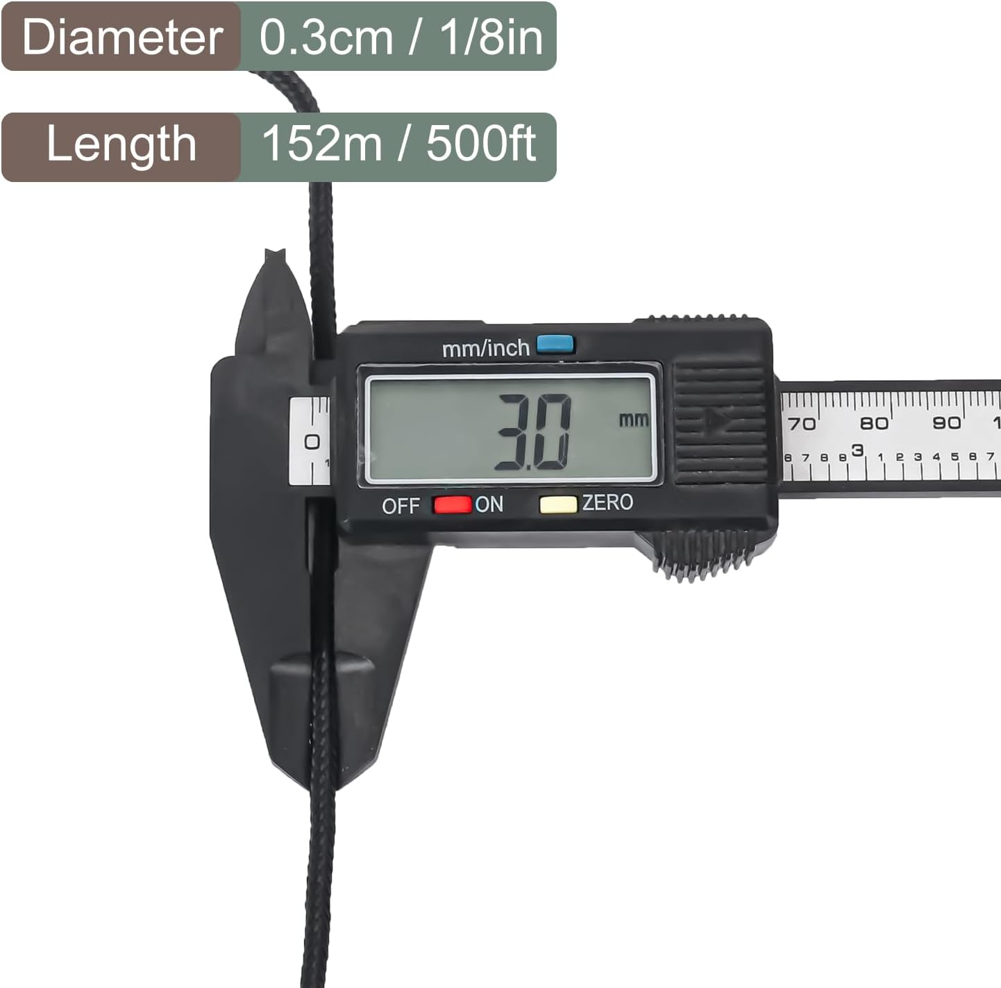 500 Feet 1/8 Inch Black Polyester Rope, 3 mm Polyester Utility Rope for Kayaking, Camping, Home Decor