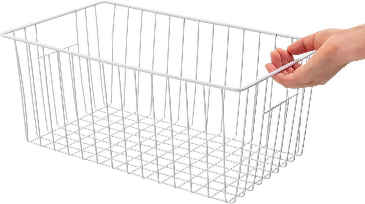 Freezer Organizer Bins, Upright Freezer Baskets for 16, 17, 21 cu.ft Standup Freezer, Wire Storage Baskets with Built-in Handles, 6Pcs, White