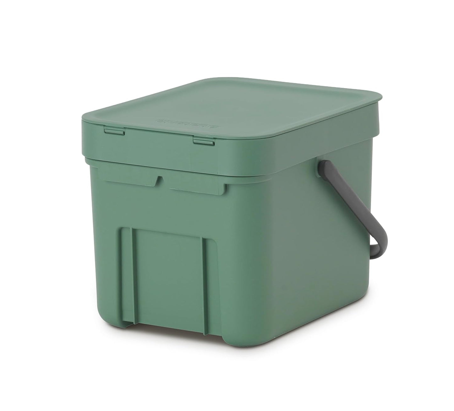 Brabantia Sort & Go Food Trash Can (1.6 Gal/Fir Green) Small Countertop Kitchen Compost Caddy with Handle & Removable Lid, Easy Clean, Fixtures Included for Wall/Cupboard Mounting