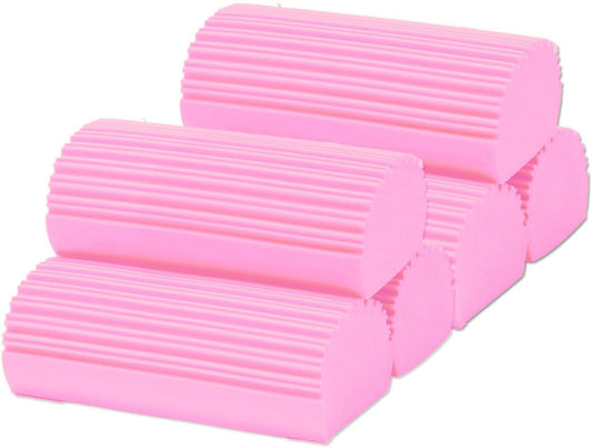 6-Pack Damp Clean Duster Sponge,Magic Sponge Eraser for Housekeeping,Reusable Cleaning Sponge for Blinds,Vents,Mirrors,Glass, Baseboards,Window Track Grooves and Railings (Pink)