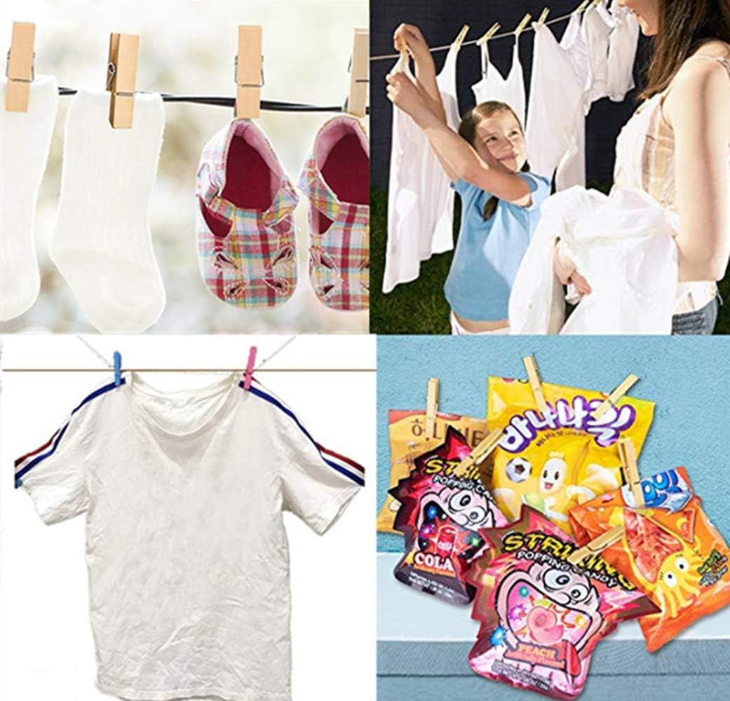 DurReus 50PCS 1.4inch Small Natural Wooden Clothespins for Pictures with Jute Twine Paper Peg Clips Photo Holders Hanging Crafts Home Wall Decor