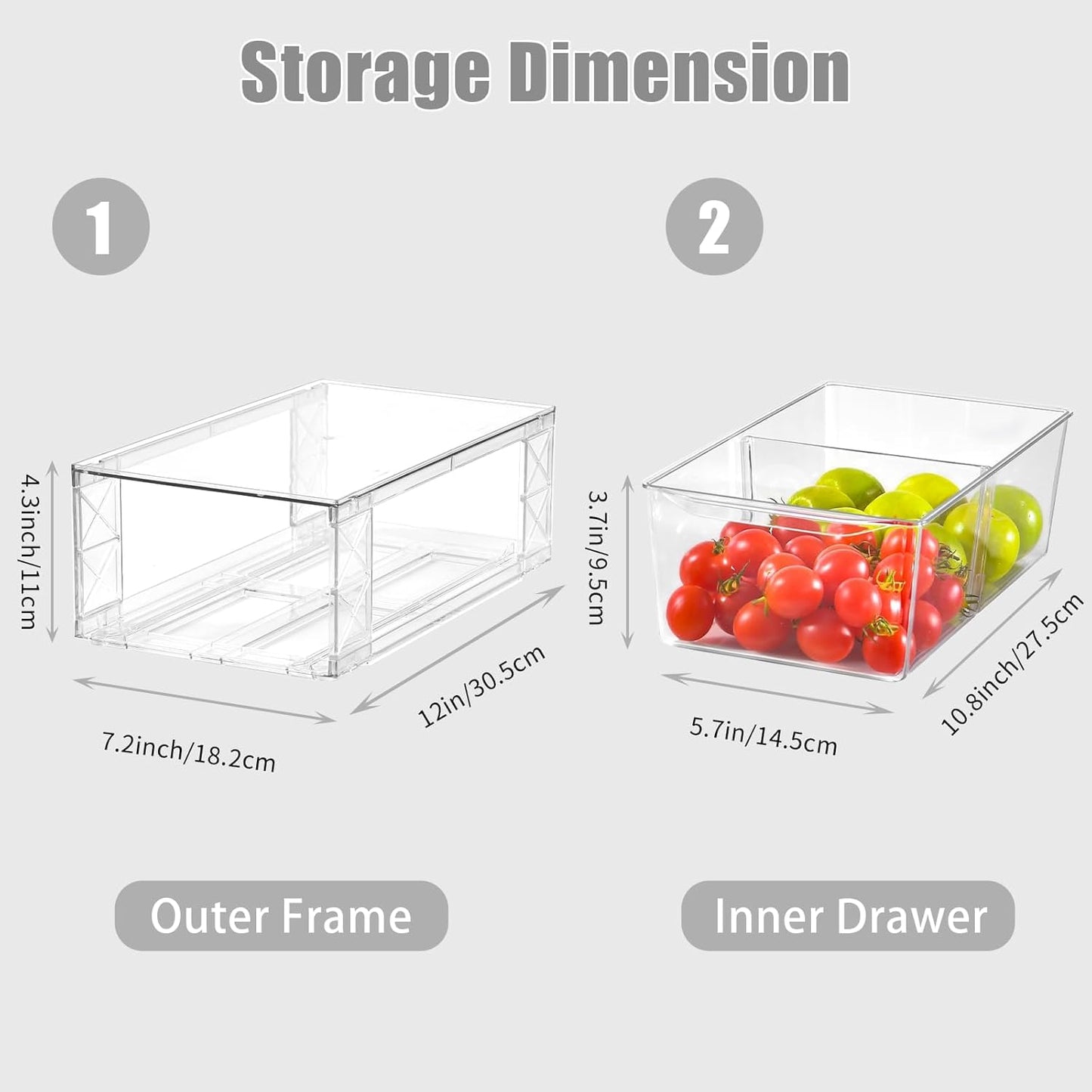 6Pack Pantry Organizers and Storage,Clear Stackable Kitchen Storage Organizer,Foods Organizer Bins with Handles, Easily Assemble for Bathroom, Kitchen, Refrigerator, Pantry, Cabinet, Closet