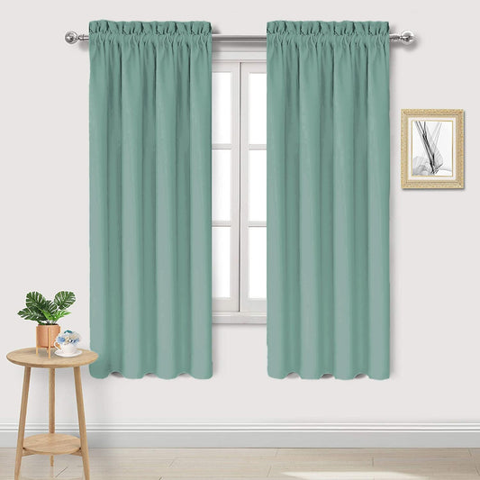 DWCN Blackout Curtains for Living Room Thermal Insulated, Energy Saving & Noise Reducing Bedroom Curtains, Sage Green, W 42x L 63 Inch, Set of 2 Rod Pocket Curtain Panels