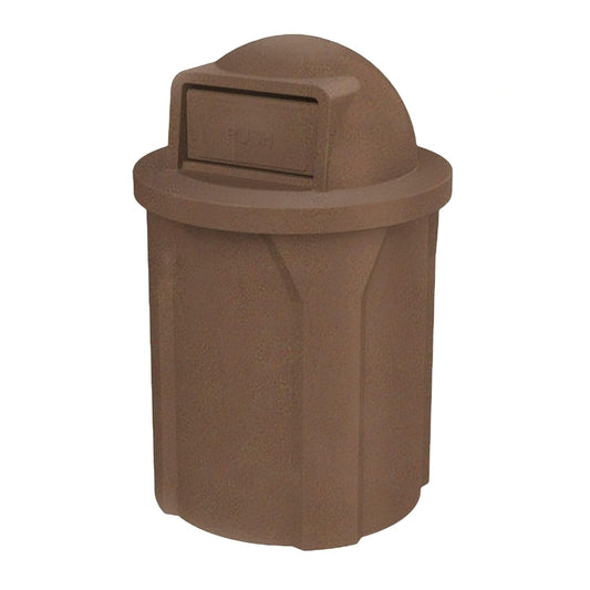 42 Gallon Circle 100% Recycled Plastic Heavy Duty Outdoor Commercial Trash Can with Push Open Dome Lid and Internal Liner - Great for Schools and Businesses - Brown Granite