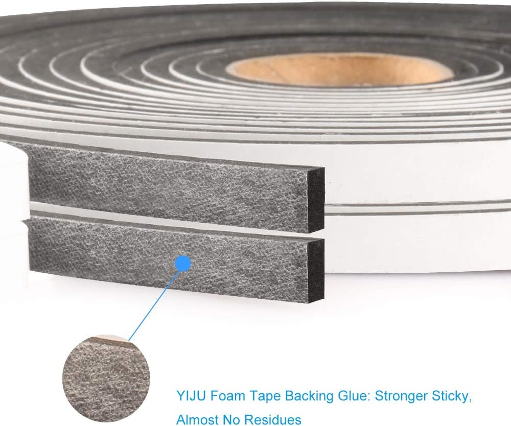 2 Rolls Foam Seal Tape for Door Window Insulation, Soundproof and Shockproof Foam Adhensive Strip, 3/8"Wx3/16"T Single Sided Foam Tape, Cold Air and Draft Closed Cell Seal Strip,Total 32FT