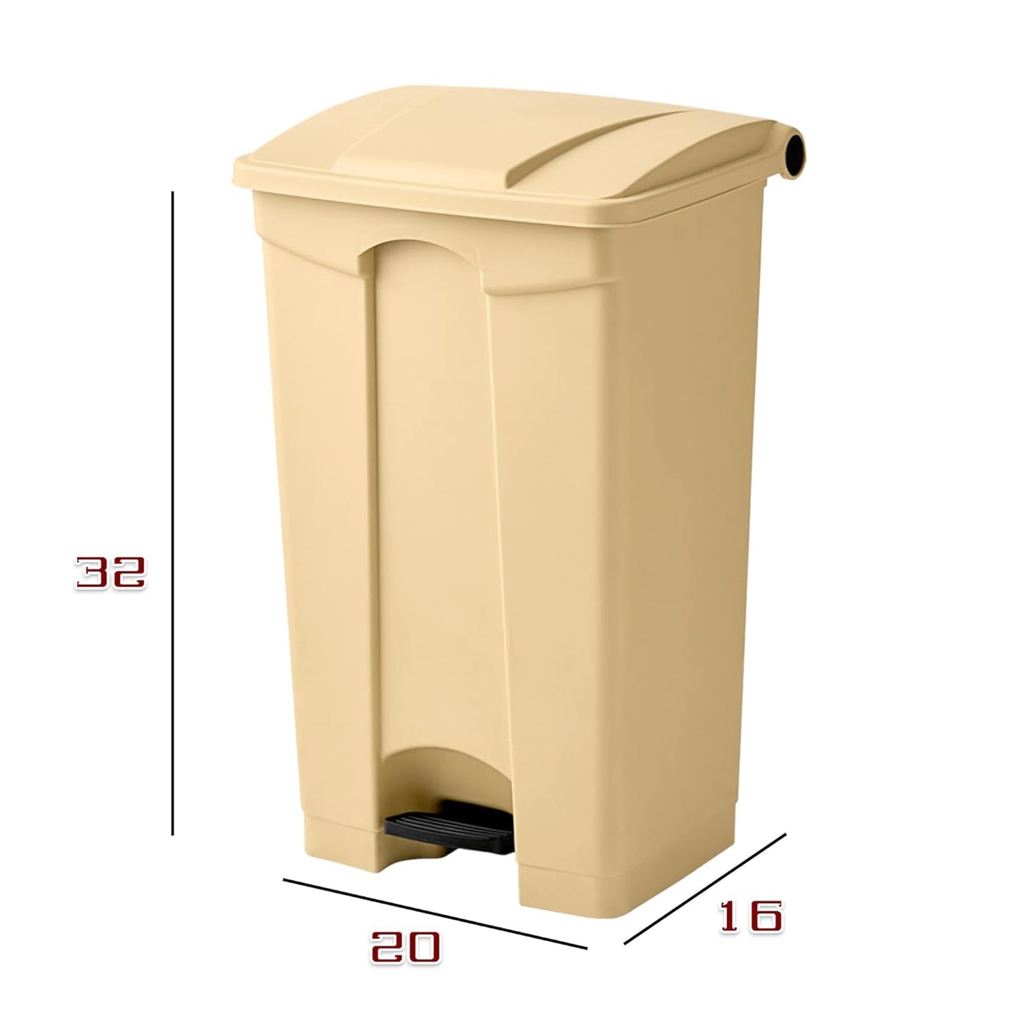 PRO&Family Step-On Trash Can with Lid, Plastic Waste Bin, Foot Pedal Operation (Biege, 23 Gallon)
