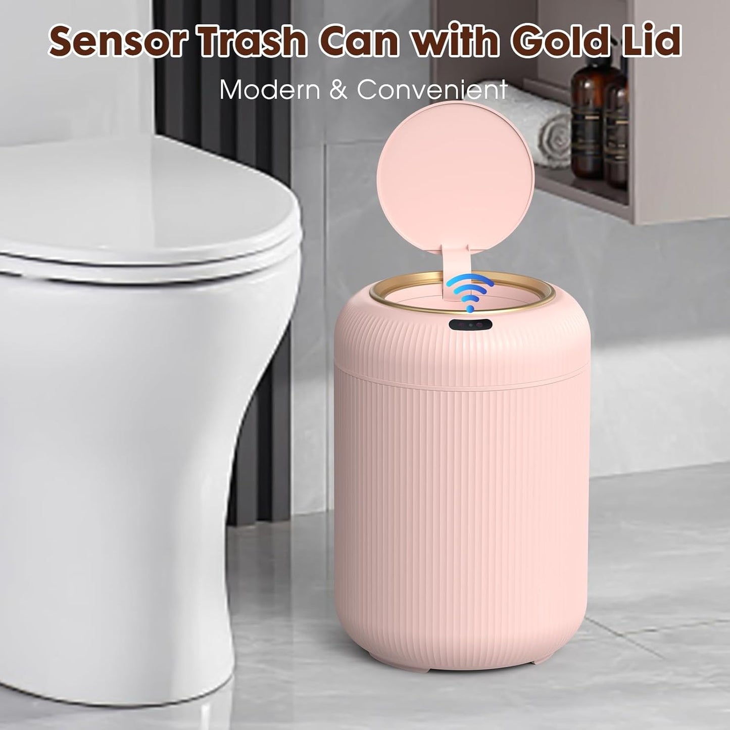 Procade Automatic Motion Sensor Bathroom Trash Can with Lid, 3 Gallon Touchless Trash Bin, Smart Plastic Garbage Can, Mini Pink Wastebasket for Toilet, Office, rv, Bedroom, Living Room