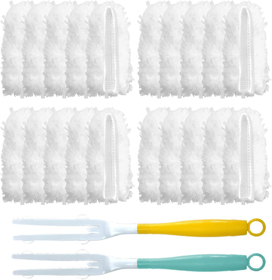 Car Interior Duster - Ultimate Cleaning Tool for Cars, House, and Office - Compact Mini Design for Effortless Dust Removal Stereo-Single Sided Design 2handle +20 Duster Refills.