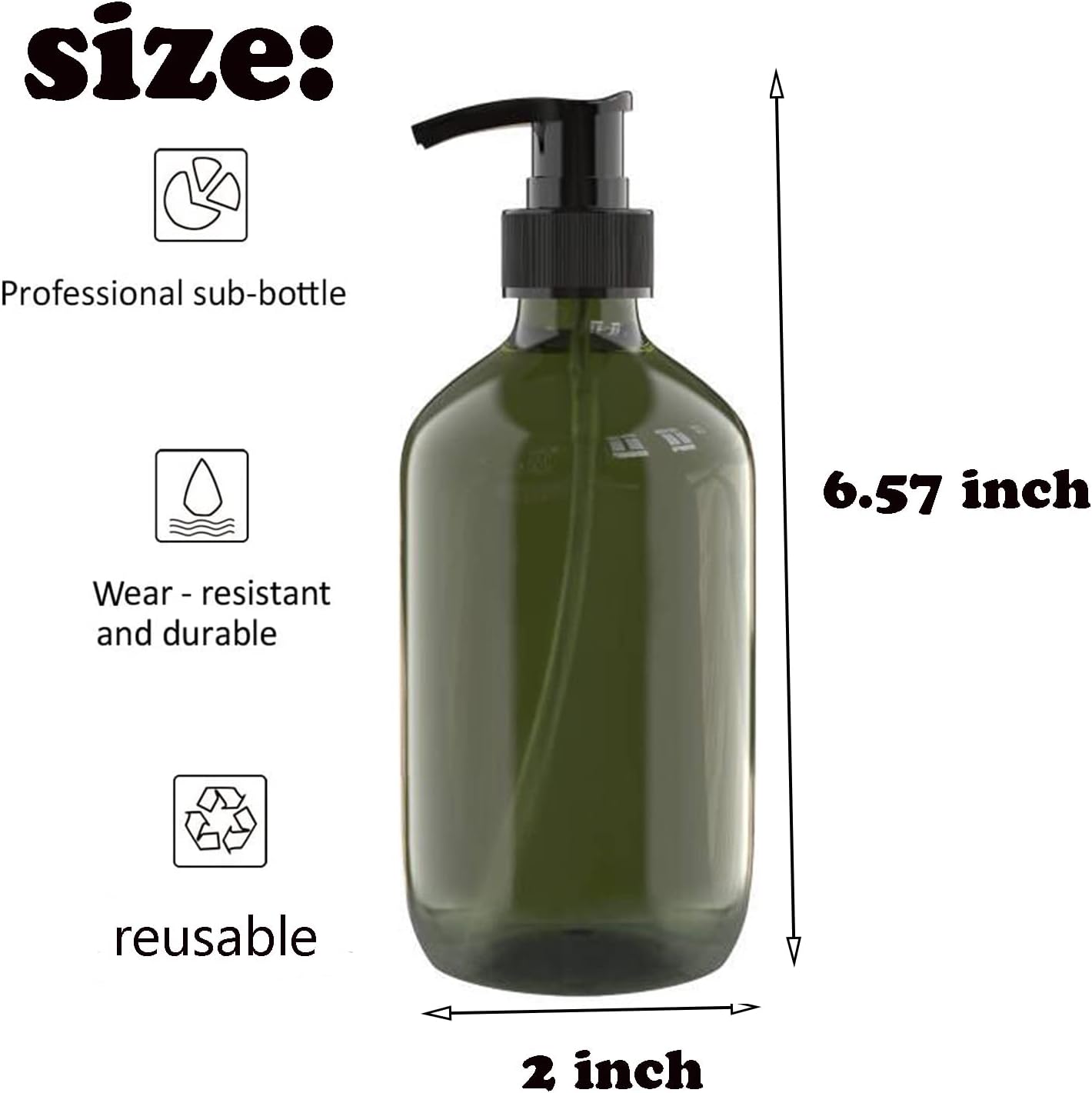 2 PCS 10 OZ Pump Bottle Plastic Pump Lotion Dispenser Empty Bottles Refillable Plastic Containers for Shampoo Lotion Body Wash, Creams, Moisturizer, Massage Oil, Multicolor
