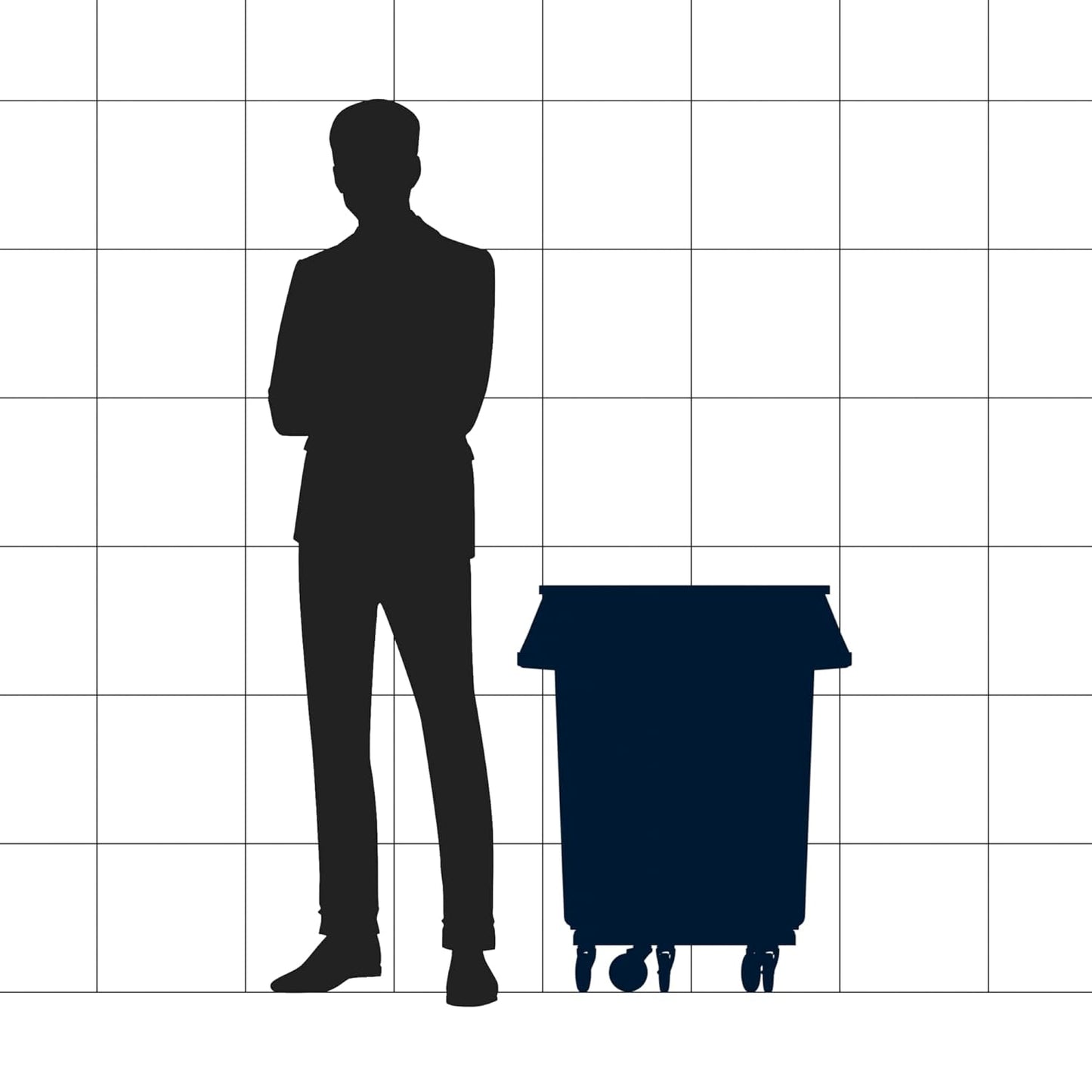 32 Gallon Blue Round Commercial Trash Can with Lid and Dolly