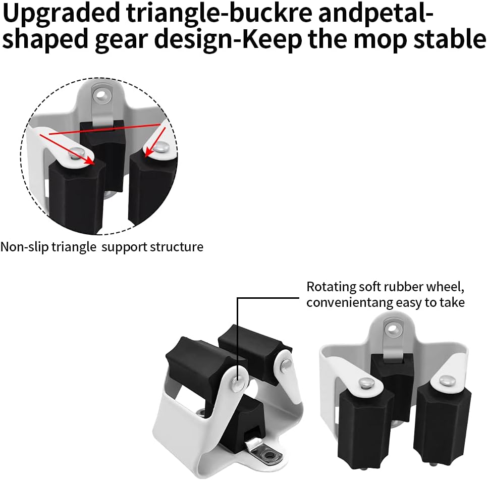 3-H Broom Hanger,Mop Holder Wall Mount 20 Pack, Broom Holder Wall Mount for Hanging and Organizing Shovel,Rake,Brush,Yard Tools in Kitchen,Laundry Room,Bathroom,House(black)