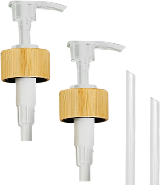 MaisoNovo Soap Pump Replacement - 2X White Bamboo Pumps - Pump Dispenser - Soap Dispenser Pump Replacement - Stainless Steel Soap Pump - Pump for Soap Dispenser