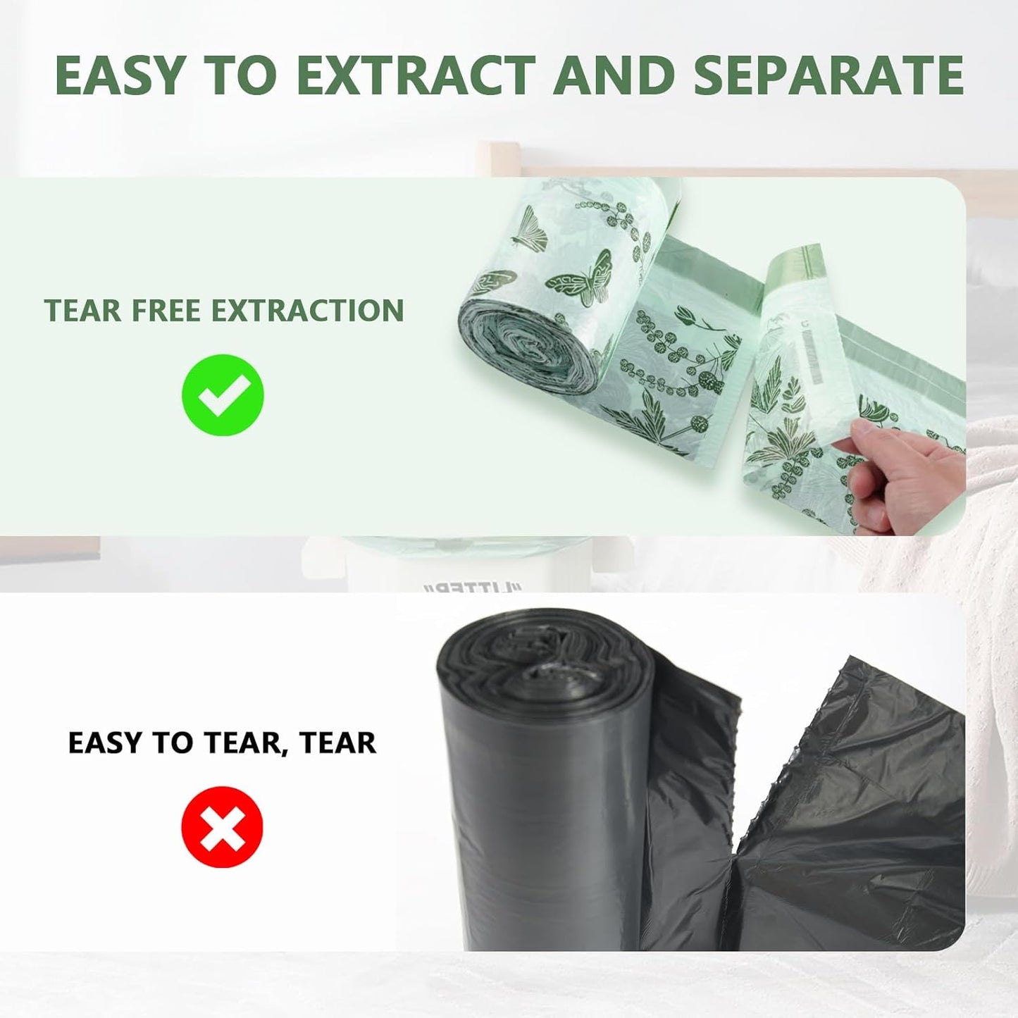 VOK 8 Gallon Trash Bags with Butterfly Printed & Sweet Wormwood Scent, Drawstring Medium Garbage Bags, Tear-Resistant & Fragrant Trash Can Liners, Trash Bags 8 Gallon for Home/Office, 25 Counts