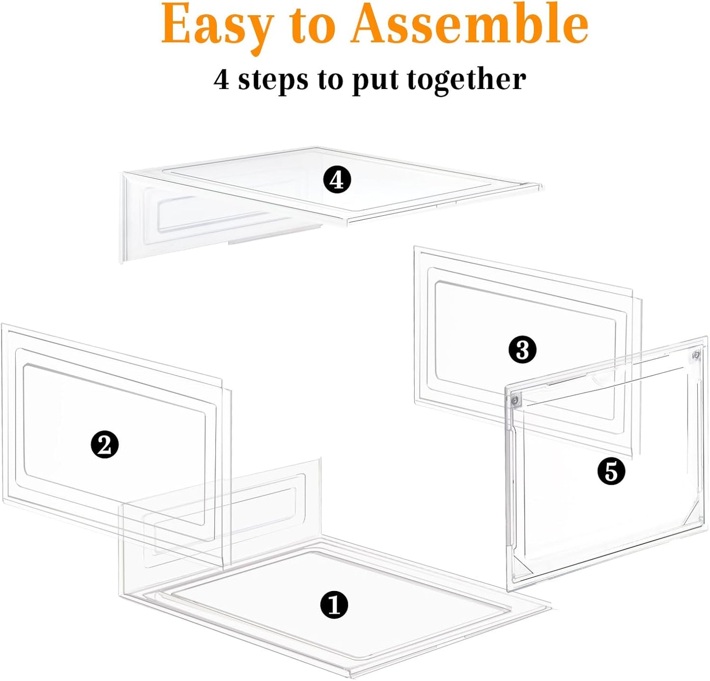 8 Pack Shoes Box Display Case Thicken Shoe Organizer Stackable Boxes for Closet Space-Saving Shoe Rack, Size 13 Clear