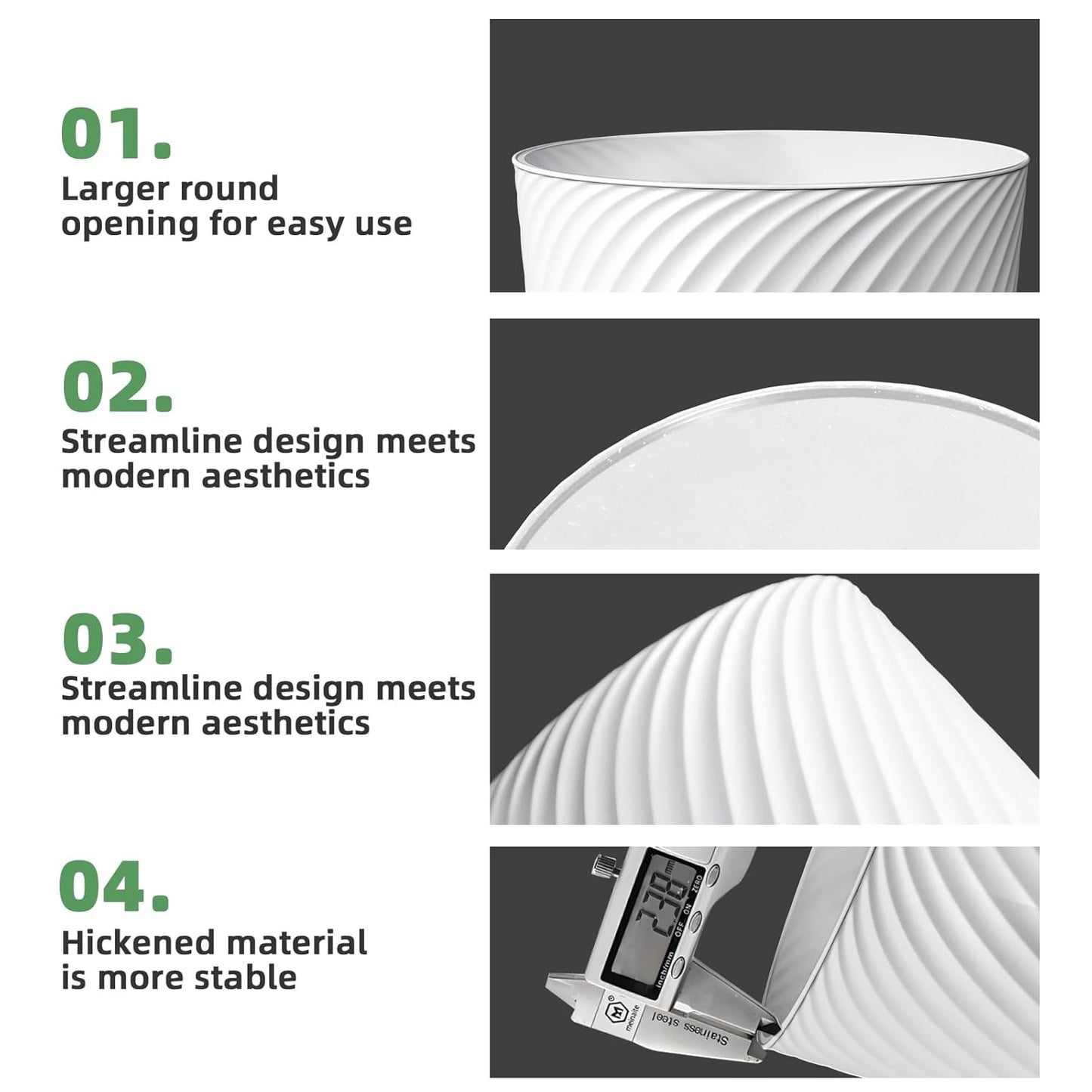 Small Trash Can 1.8 Gallons, Bathroom Trash Can & Garbage Can with 6 Trash Bags, Bedroom Trash Bin & Waste Basket for Office, Bedroom, Living Room, Kitchen, Compact Space (6-White)