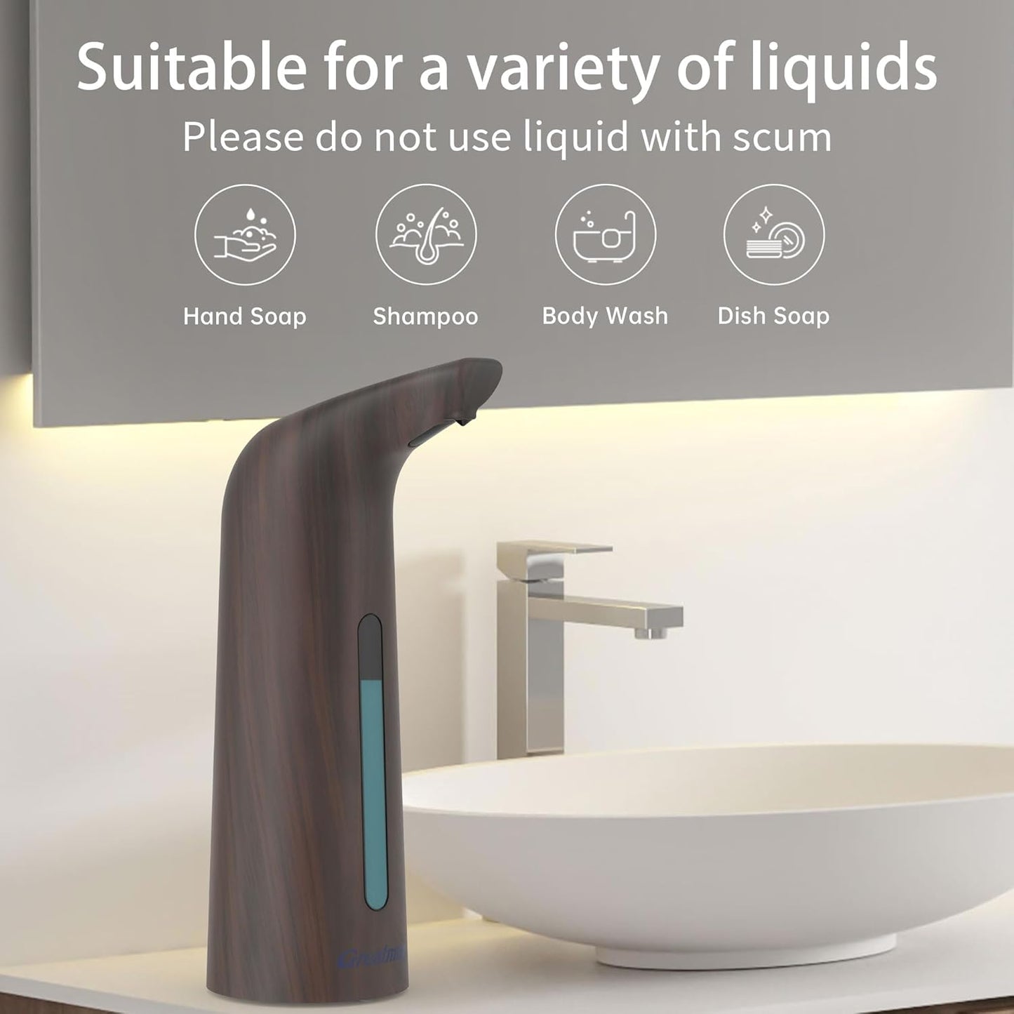 Convenient Automatic Soap Dispenser,4 Adjustable Levels Touchless Hand Sanitizer Pump with Infrared Sensor, 400 ml Countertop Electric Soap Dispenser for Bathroom,Kitchen