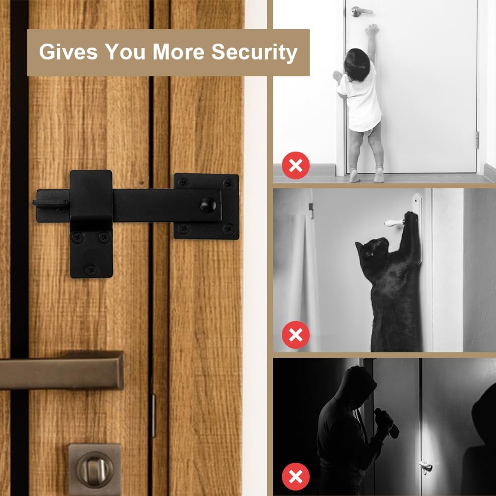 2 Pack Flip Gate Latch Lock 6'' Adjustable Barn Door Lock Hardware Safety Rustic Gate Lock for Ourdoor Wooden Fence, Cabinet, Shed, Sliding Doors