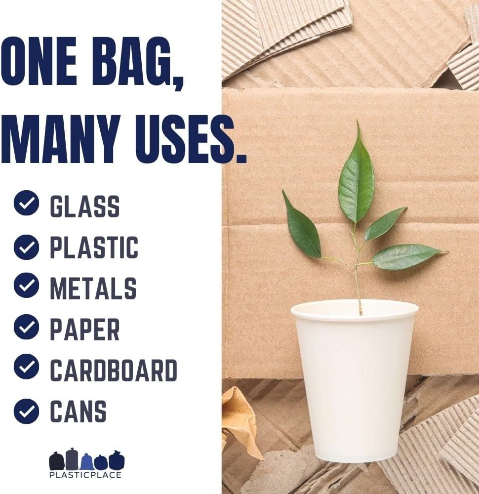 55 Gallon Recycling Bags, 1.5 Mil, Blue, 38x55, 100/Case